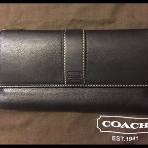 Coach Leather Trifold Checkbook Wallet